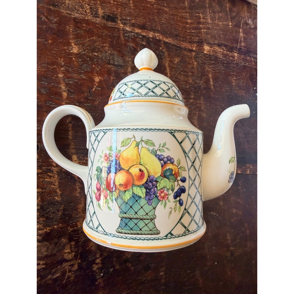 Villeroy & Boch Teapot Basket White Multi Excellent Vitro-Porcelain W-Germany